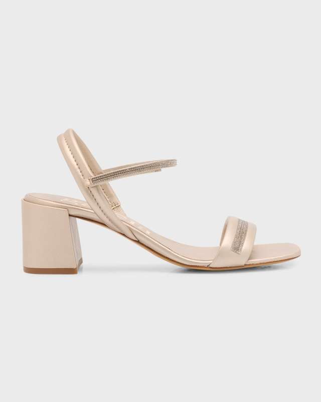 Utah Metallic Embellished Ankle-Grip Sandals